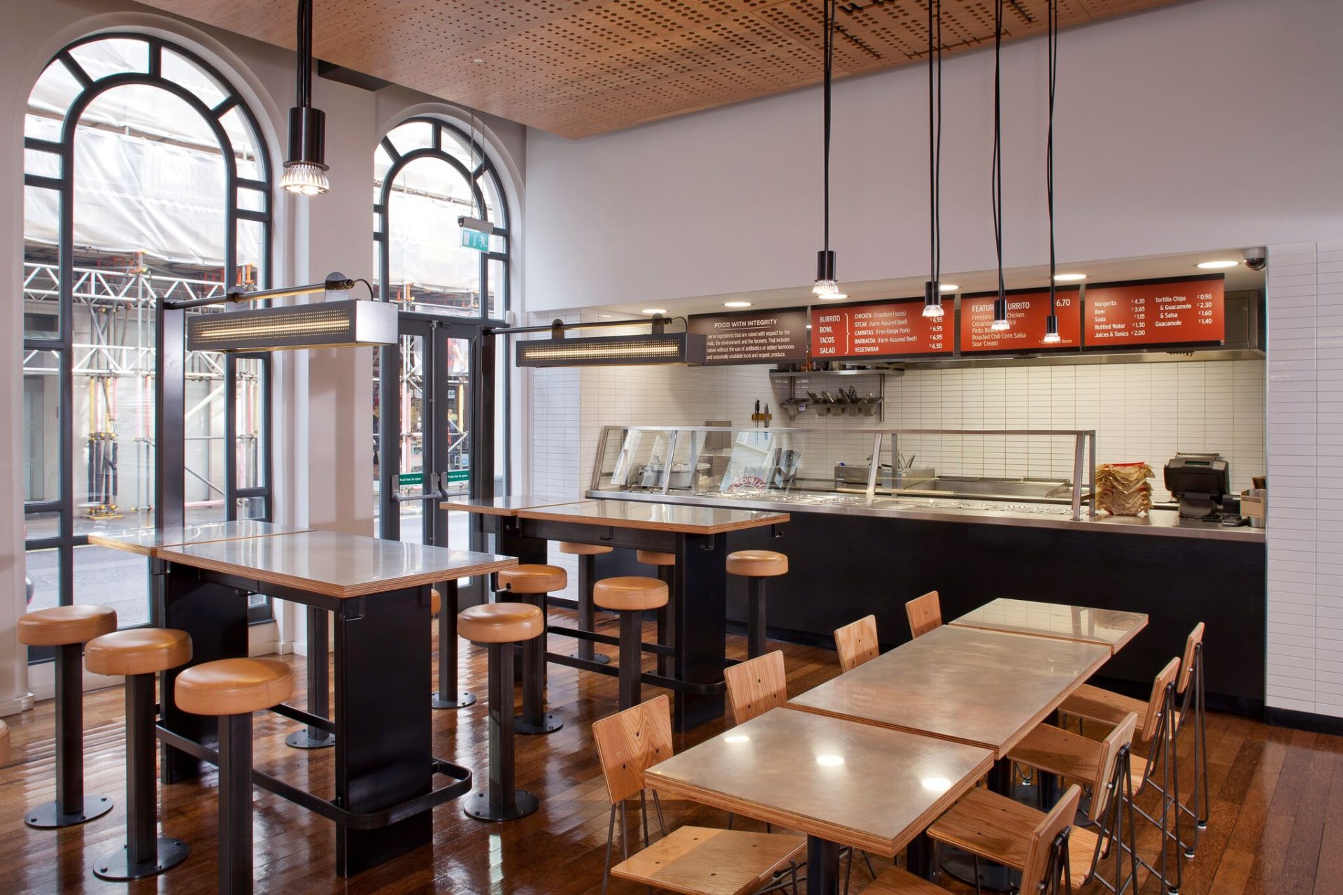 Chipotle Seating Area & Food Counter